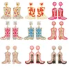 Boucles d'oreilles en peluche Lady Boots Western Cowgirl Design Bohemian Style Bijoux en alliage Femme