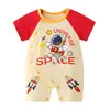 Nyfödda barn kortärmad jumpsuit skinkor fast färg barn jumpsuit vårens höstkläder ren bomull krypande kläder cad24051302