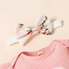 Giyim setleri 0-18 aylık yeni doğan kız ve çocuk giyim seti, kalp şeklindeki tulumlu kelebek şortu kafa bandı yaz giyim 2405