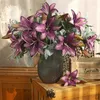 Decorative Flowers 53cm White Lily Artificial Party Wedding Bridal Bouquet Fake Plant For Living Room Home Garen Decoration Real Touch