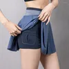 Shorts attivi Sport Sports Double Layers Yoga Shoga Short Fitness che corre traspirante gonna anti -esposizione Gonnetta sportiva palestra con tasca