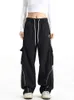 Calças femininas Capris JMPRS American Retro Y2K Pants Women Harajuku Hip Hop Hip Hop Straight Troushers Bf Autumn strtwear casual vintage Pant Y240509