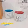 Mokken schattige koffie mok love meisje paar grote keramische waterbeker emaille melk ontbijt tazas de ceramica creativas