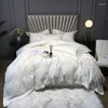 Bedding Sets 50 4pcs King Size Tribute Silk Comforter Set Brief Grey/white/bule/coffee Color Duvet Cover Bed Sheet