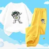 Наборы одежды 2024 Summer Youth Boys Set Set Set Childrens Dance Astronaut Fot Fortced+Длинные брюки набор 2PCS Fashion Fashion Fashion Setl2405L2405