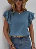 Women's Blouses Fringed Ruffle Sleeves Blouses& Shirts Women2024 Summer O-neck Solid Color Casual Pullover Vintage Elegant Youth Female Tops