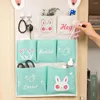 Storage Boxes Cotton Linen Cartoon Hanging Bag Waterproof Wall Mounted Sundries Organizer 3/7 Pockets Large Capacity