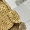 Último ganchillo de verano y mini bolso de cuero Diseñador de lujo Weave de paja Mango de cuero ajustable Bolso de hombro Bolso de mano de llave extraíble