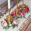Kwiaty dekoracyjne 20 cm świąteczny punkt centralny Sztuczny wieniec do świecznika girlandy róża kwiat świeca stół weselny