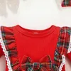 Abito da ragazza vestito per bambini 3 mesi - 3 anni di compleanno a manica lunga griglia rossa abiti formali formali ootd per baby girll2405