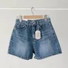 Dames shorts Gagarich Koreaanse chique zomer retro verminderde leeftijd achterzak bow print high taille veelzijdige wide been jeans vrouwen