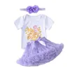 Kleidung Sets Baby Girl Tutu Kleiderset für meinen ersten Geburtstag Kleinkind Jumpsuit+schiere Skisparty Baby bedrucktes Kleidungsstück Neugeborene Kleid Setl2405
