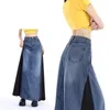 Jupes s-xxxl hautes taies denin femmes A-line de couleur décontractée de poche à fermeture éclair long maxi jeans femelle tendance