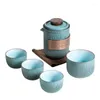 Teaware define o esmalte criativo do Bluestone Speed Copo de convidado um pote de quatro xícaras de chá portáteis de viagem ao ar livre