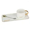 Кружки Nordic Ins Ceramic Coffee Cufe Черное золото и белый маленький маленький европейский стиль роскошные чайные чашки с звездной ложкой Spoon