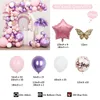 Décoration de fête 179pcs 3D Creudé à thème papillon Garland Arch Kit rose Purple Latex ballon Ballon Girl Anniversaire Outdoor