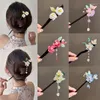 Clip per capelli Classical Flower Flower Hairpin Elegante Hanfu Teste Hanfu Canca cinese Nappa perla in legno