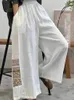 Calças femininas Capris White Classic Cotton Linho