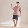 Домашняя одежда мужская модель блузки костюмы пара пижамных штанов PJS для женщин Summers Корейская одежда