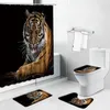 Rideaux de douche zèbre rideau de fleur tigre éléphant girafe non glissade tapis de couvercle de toilette tapis tapis de bains de bains d'animaux