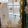 Rideau taille personnalisée européen brodé vert de luxe de luxe rideaux pour la chambre à coucher de chambre à coucher en tulle épaississeur