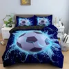 Sängkläder sätter 2/3st 3D fotboll i vattenuppsättning King Soccer -täcken täcker täcken för pojkar vuxna oss eu au Storbritanniens storlek storlek