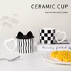 Kupalar Orijinal Tasarım Siyah ve Beyaz Ekose Kupa Seramik Kupa Kahve Çay Bardağı Komik Çift Hediye Vermek