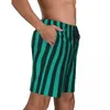Short masculin Carte d'été mâles verts verticaux à rayures sportives noires plage y2k troncs confortables plus taille