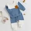 Ensembles de vêtements Ruewey Baby Boy Contrast Pantal Pantal Colorful Set Spring and Automne Vêtements Sweatshirt à manches longues Top et Bottom Set Baby Clothingl240513