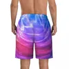 Mäns shorts badkläder blå rosa lila flytande gym sommar abstrakt konst stilfull strand korta byxor design springande surf simning stammar