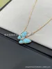 Designer Jewelry Luxury Vanca Accessories v Gold Clover Natural Turquoise Butterfly ketting met 18K diamanten kraagketen
