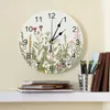 壁の時計植物の花の葉レトロな装飾的な丸い壁時計アラビア数字デザイン非刻々と刻む寝室バスルーム大きな壁時計