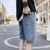 Męskie dżinsy Summer Casual Blue Denim Shorts Mężczyzna Y2K Koreańska moda cienka prosta ćwiartka