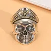 Anéis de cluster 002-JZ-17 Zfsilver prata 925 moda moda retro exagerado exagerado punk skull office ring para homens casamento casamento