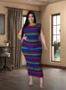 Plus -Size -Kleider Sommerkleider 2022 Frauen Plus Size Kleider Streifen Roben Chic et Lgantes Großhandel Dropshipping Y240510