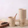 Disposable Cups Straws 50pcs Cup Decorative Bamboo Fiber Paper Party Tableware For Birthday Wedding Festival