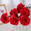 Fleurs décoratives Silks artificiels Carnations Bouquet rouge Pink Fake for Wedding Party Festival DIY Gift Wall Mother Fay Decor