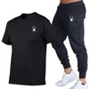 Мужские спортивные костюмы Мужская футболка и брючные брюки подходят для хип-хопа Casual Cotton Sports Comse, то есть в жарком лете Y240508