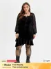 Plus size jurken plus formaat kleding gothy hallown fluwelen spider web mesh fluwelen ruche zoomjurk voor vrouwen vintage mini jurk gotische kleding y240510