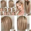 Salon Weft Toppers Remy Hair Topper 120 Dichtheid Natuurlijke haarstukjes Clip in uitbreidingen Human Toupee voor vrouwen ombre blonde mix kleuren Dr Dhxvh