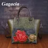 Bolsa Gagacia Mulheres Vintage Bolsas de ombro de luxo para bolsa feita à mão Bolsa em relevo no estilo chinês Crossbody feminino Bolso Mujer