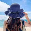 Brede rand hoeden damesstro hoed lente en zomer kanten boog grote ademende opvouwbare zonneschadekappen strandkap zoete visser