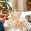 Mugs Coffee Cup Set Retro präglade latte Glass Tea Restaurant Milk Gift