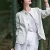 Style de vestes pour femmes Coton et tempérament de lin Small Blazer Femmes Elegant Top Top Literary Chinese Stand Collar