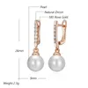 Boucles d'oreilles en peluche Kinel Luxury 585 Rose Gold Color Pearl Anglais pour femmes Accessoires de zircon naturel UNIQUE MARIAGE BRIDAL BIELLY