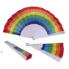 Feest gunsten gay rainbow pride fan plastic botten regenbogen hand fans lgbt evenementen regenbogen thema feesten geschenken 23cm 0510 s s s s s s s s-thema-thema-thema