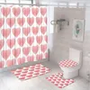 Douchegordijnen Valentijnsdag liefde rood harten gordijn set paar bruiloft cadeau badkamer huis niet-slip bad mat vloerkleed toiletomslag