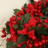 Dekorativa blommor Röda bärkransar för ytterdörrkrans konstgjord torkad blomma firar Thanksgiving julkluster Decore