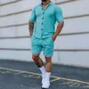 2024 printemps / été pour hommes à la mode de couleur solide Polo Polo Cardigan décontracté shorts à manches courtes Set M513 45