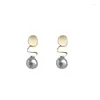 Boucles d'oreilles étalon classiques disque de mode perle pendante femme simple de bijoux géométriques perforés personnalisés